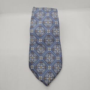 Burma Bibas light blue silk tie with white and yellow pattern